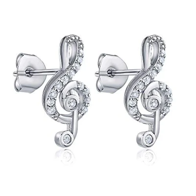 Immagine di SILVEGO JJJ1098P Orecchini da Donna in Argento 925 Chiave di Violino con Zirconia Cubica