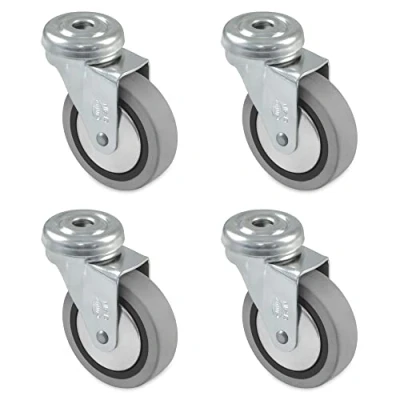 Immagine di Amig Confezione da 4 ruote per mobili mod. 2504, con foro e cuscinetti, Misura: 30 mm, Carico massimo della ruota: 15 kg, Realizzate in gomma, Colore grigio, Senza freno