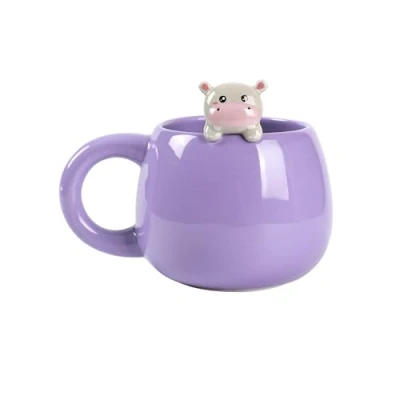 Immagine di I TOTAL® tazza in ceramica con animaletto sul bordo, per tè o caffè HIPPO, 450 ml