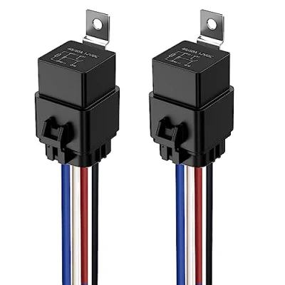 Immagine di Gebildet 2 pezzi Universale Relè Impermeabile 12VDC 30A/40A 4 Pin SPST, Automatico con 12AWG Integrata Presa