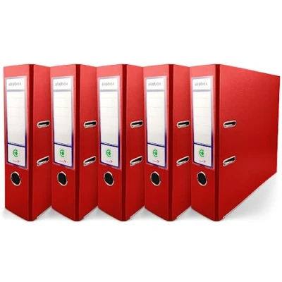 Immagine di Netuno 5x raccoglitore ad 2 anelli a4 dorso 8 cm rosso registratore a leva con carte archivio faldone portadocumenti dossier ufficio archiviazione documenti