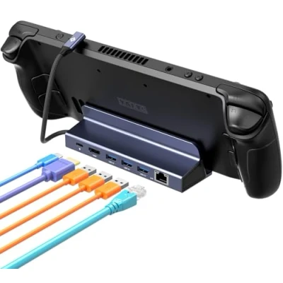 Immagine di NOVOO Docking Station Compatibile con Steam Deck, Dock Deck 6 in 1 HDMI 2.0 4K@60Hz, Gbps RJ45 Ethernet, 3 porte 5Gbps USB A 3.0, 100W PD Perfetto per Valve
