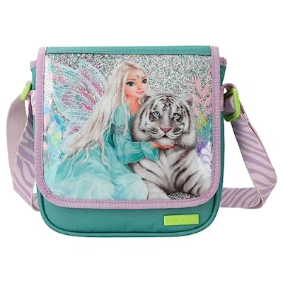 Immagine di Depesche 12496 TOPModel Fantasy Tiger Lavanda e Petrolio, Piccola Borsa con Zip Tracolla Regolabile