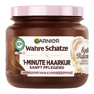 Immagine di Garnier Vero tesoro 1 minuto per capelli con latte d&#039;avena una cura delicata dei sensibili e del cuoio capelluto sensibile, 340 ml