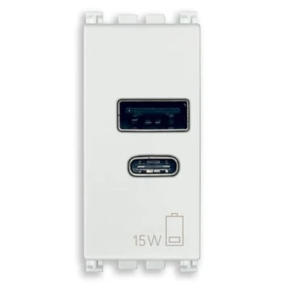 Immagine di Vimar 19292.AC.15.B Arké Alimentatore USB 15 W 3 A 5 V per dispositivi elettronici, uscite e C