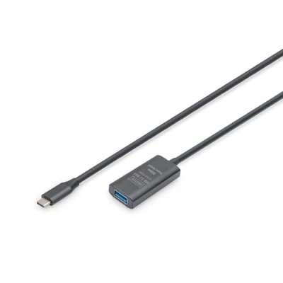 Immagine di DIGITUS Cavo di prolunga USB attivo da a femmina C maschio 5 m 3.2 Gen1 Gbit/s Plug &amp; Play con amplificatore segnale Nero
