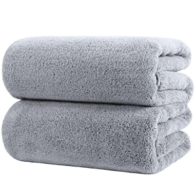 Immagine di Polyte telo bagno in microfibra anti pelucchi ad asciugatura rapida 88,9 x 177,8 cm set 2 pezzi (Grigio)