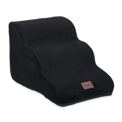 Immagine di Relaxdays Scaletta a 3 Gradini per Cani Piccoli e Gatti, Salire Scendere dal Letto Divano, HLP: 33x36,5x52 cm, Nero, Plastica Poliestere