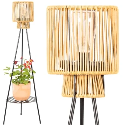 Immagine di Gadgy Lampada da Terra Solare Esterno con Portafiori LED Impermeabile per Giardino, Balcone o Terrazza Illuminazione Sostenibile Treppiede Design