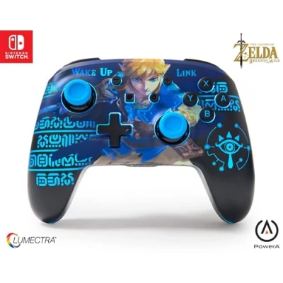 Immagine di Controller senza fili avanzato PowerA per Nintendo Switch con Lumectra Risveglio di Link, Gamepad, gioco, Bluetooth, Ricaricabile