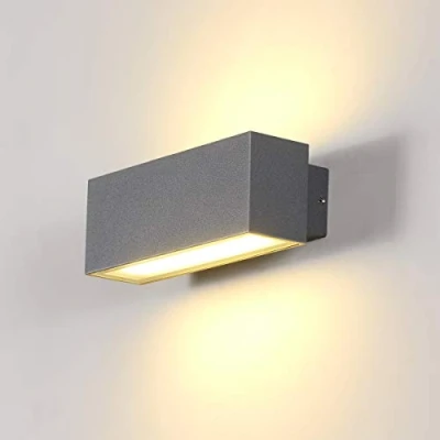 Immagine di Dr.lazy 12W LED Lampada da parete Muro in Alluminio Applique Esterna impermeabile IP65 Faretto soggiorno/terrazzo/giardino 3000K bianco caldo (grigio/bianco caldo)