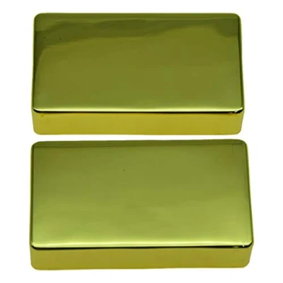 Immagine di Kaish, set di 2 coperture sigillate per pickup Humbucker, in ottone, senza fori, cromato/oro Old Skool Pro