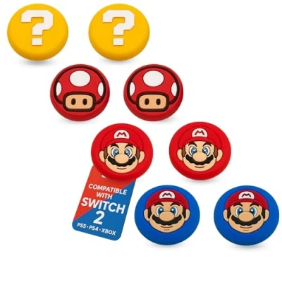 Immagine di MatoSan® 8 Tappi Thumbstick Accessori per Nintendo Switch 2, PS5, PS4 e X Box Joystick Grip Caps Joy Con Protezione precisione ergonomici pollice gamer (versione 7)