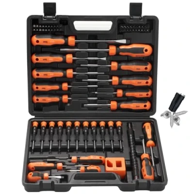 Immagine di Sinoer set di 60 cacciaviti magnetici con custodia, include cacciavite a taglio, Phillips, Torx, esagonale, quadrato, Pozidriv e precisione, regalo per uomo