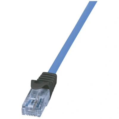 Immagine di LogiLink CPP003 RJ45 cavo di rete, patch CAT 6A U/UTP 3 m Blu Ritardante fiamma, Privo alogeni, con guaina antipiega, protezione, contatti
