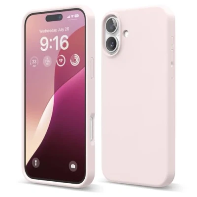 Immagine di elago Compatibile con iPhone 16 Plus Cover, Cover in Silicone Liquido Premium, Protettiva Completa, Antiurto, Sottile, Fodera Microfibra Antigraffio (Fragola)