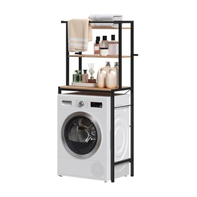 Immagine di EUGAD Scaffale sopra Lavatrice a 3 Livelli, Mobile WC Autoportante con Asta di Sospensione, per Bagno o Lavanderia, 67x40x162cm