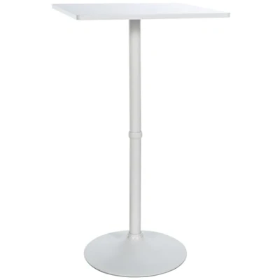 Immagine di CLP Tavolino Bar Alto In Legno I Tavolo Quadrato Bistrot Telaio Metallo Cromato Cocktail Design Moderno, Colore:bianco/bianco