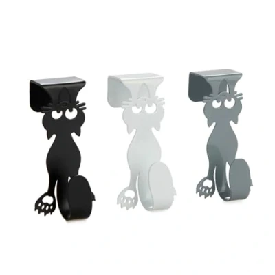 Immagine di Balvi Gancio cassetto Curious Cat Set di 3 appendiabiati Colore Grigio, Bianco e Nero Ganci appendi c