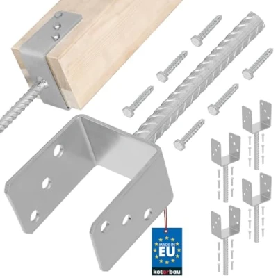 Immagine di KOTARBAU ZSY2737K Scarpe per Pali, Acciaio zincato a Caldo, Larghezza della Luce: 101 mm, Set da 4
