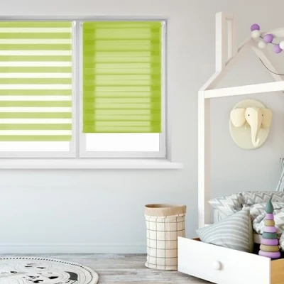 Immagine di Blindecor Indus Sensa attrezzi Tenda a rullo doppio strato senza perforazione Colore Pistacchio 37 x 180 cm (Larghezza Altezza) Dimensioni del tessuto 34 175