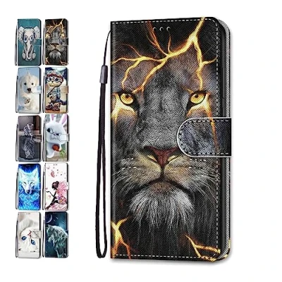 Immagine di Cellulare Cover per Samsung Galaxy A50 Custodia in Pelle Flip Case Portafoglio Libro con Porta Carta Modello Disegni Leone