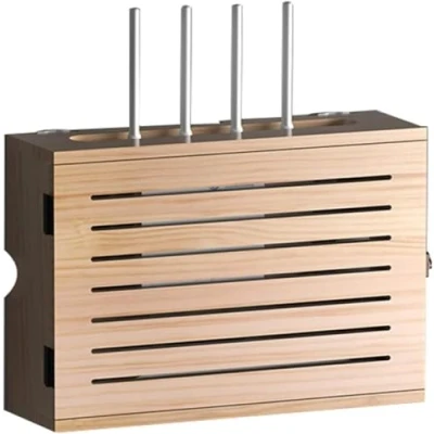 Immagine di MNBVH Mensola Router, Scatola Router WiFi Parete, Rack, di Immagazzinaggio Legno Organizer Cavi per Casa e Ufficio Marrone