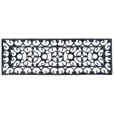 Immagine di Esschert Design Zerbino in Gomma Nero Rettangolare, Misura XS, ca. 75 cm x 25
