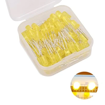 Immagine di 5mm Diodi Led, Emissione Led Alta Luminosità, Diodo Multicolor per Progetto scientifico fai da te Componenti elettronici di illuminazione(Giallo 80Pezzi)