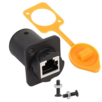 Immagine di QIANRENON RJ45 Adattatore connettore impermeabile Prese per montaggio a pannello femmina Accoppiatore Extender Cat5/5e/6 8P8C Ethernet LAN con cappuccio impermeabile/polvere