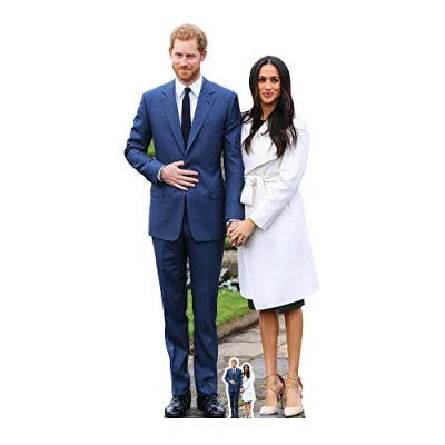Immagine di STAR CUTOUTS Lifesize Card Board with Cut out of Prince And Cartonato a grandezza Naturale con Mini sagoma del Principe Harry e Meghan Markle, Cartone