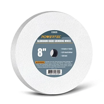 Immagine di Powertec 15505 mola di ossido alluminio bianco, 20,3 cm da 2,5 cm, 5/20,3 Arbor, 120 Grit