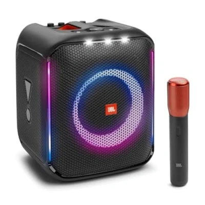 Immagine di JBL PartyBox Encore Essential Altoparlante portatile per interni ed esterni con luci integrate, Design IPX4 a prova di schizzi, Bassi profondi e 10 ore riproduzione, Nero