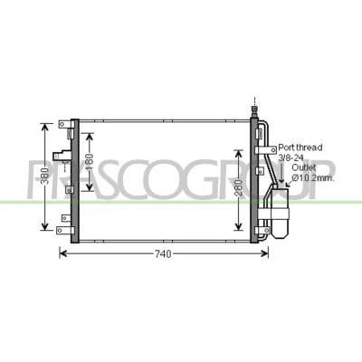 Immagine di PRASCO VV710C002 Condensatore con essiccatore 14 10 Alluminio 630 R 134a VOLVO: XC90 I