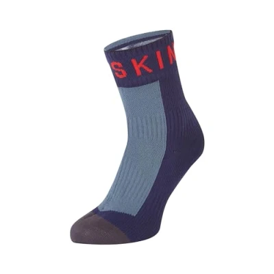 Immagine di Sealskinz Waterproof Warm Weather Ankle Length Sock with Hydrostop Calzini, Blu Navy/Grigio/Rosso, XL Unisex Adulto