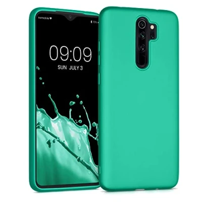 Immagine di kwmobile Custodia Compatibile con Xiaomi Redmi Note 8 Pro Cover Back Case Morbida Protezione in Silicone TPU Effetto Metallizzato turchese metallico