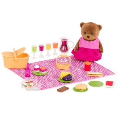 Immagine di Li&#039;l Woodzeez WZ6531Li&#039;l set di giocattoli da picnic 29 pezzi con personaggio animale, cibo gioco e accessori, statuette in miniatura per bambini dai 3 anni su,