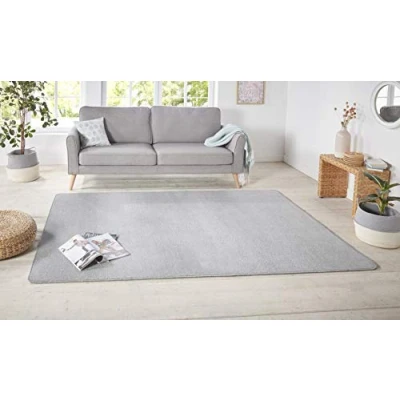 Immagine di HANSE Home Nasty Läufer Tappeto a Pelo Corto, Sala da Pranzo, Soggiorno, cameretta dei Bambini, corridoio, Camera Letto, Cucina, Tinta Unita, Argento, 67 x 120 cm, Polipropilene (PP)