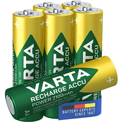 Immagine di Varta Batteria Ricaricabile AA Stilo, 2100 mAh, Confezione da 6 Pezzi, Pre caricate, Pronte all&#039;Uso
