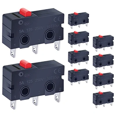 Immagine di Taiss 10 pezzi micro interruttori di Finecorsa 250V 5A 3 Pin 1NO 1NC,Mini SPDT,Rosso Ciliegia Arcade Attuatore a Pulsante per macchina utensile KW11 3Z 01