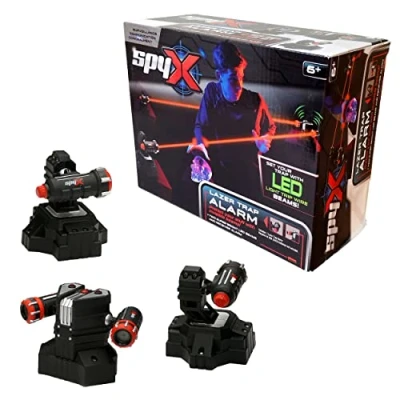 Immagine di SpyX Lazer Allarme Trappola per Bambini, proteggiti con fasci di Filo a LED Invisibili, Divertenti missioni Spia, Include 2 Super Luminosi e Ricevitore Allarme, dai 6 Anni in su