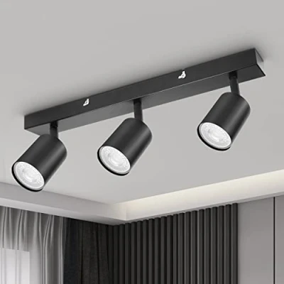 Immagine di Dehobo Lampada Faretti da Soffitto LED Orientabili, Parete Interno GU10 Nero, Lampadario Moderna per Camera Letto Cucina Soggiorno, Lampadina non Inclusa