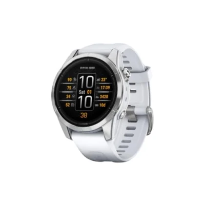 Immagine di Garmin epix Pro (Gen 2) 42mm, Smartwatch, Display AMOLED 1,2&quot;, Touchscreen, Torcia LED, Cardio 5th Gen, +30 Sport, GNSS multi band, Mappe, Autonomia 10 giorni (Silver &amp; Whitestone)