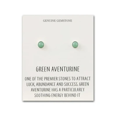 Immagine di Orecchini a bottone in avventurina verde con carta di citazione