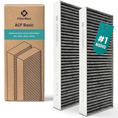 Immagine di FilterBase® Filtro a Carbone Attivo per Bora Basic BAKFS Ricircolo Set di Filtri (2 Pezzi Carbone) compatibile con Piano Cottura BIU BHU o BFIU