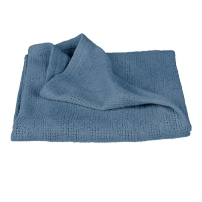 Immagine di roba Coperta per Neonati Seashells Indigo 80 x cm Effetto Maglia Certificato GOTS e Oeko Tex Cotone BIO 4 Stagioni Traspirante Alta Qualità Blu