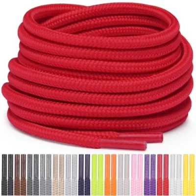 Immagine di Miscly Lacci Rotondi per Scarpe, Sneaker e Stivali, Disponibili in Diverse Lunghezze Colori (Rosso, 114 cm)