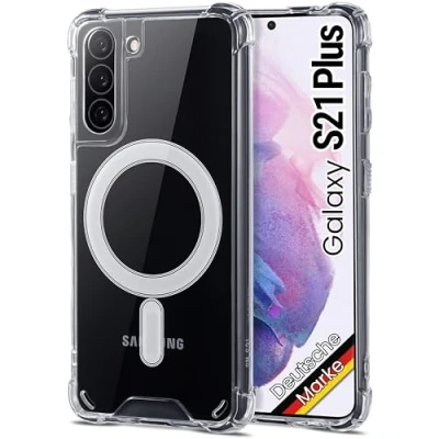 Immagine di JProtect Custodia magnetica per Samsung Galaxy S21 Plus MagSafe Custodia/antiurto Trasparente/Case con magnete