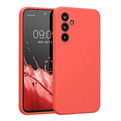 Immagine di kwmobile Custodia Compatibile con Samsung Galaxy A54 5G Cover Back Case per Smartphone in Silicone TPU Protezione Gommata corallo fluorescente