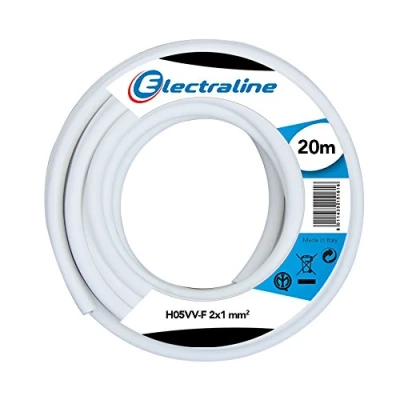Immagine di Electraline 11425 H05VV F Cavo per Prolunghe, Sezione 2x1 mm, Lunghezza 20 m, Bianco